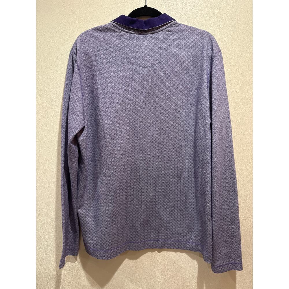 Robert Graham Mens Large Classic Fit Polo Long Sleeve Shirt Purple Geometric - Picture 3 of 4